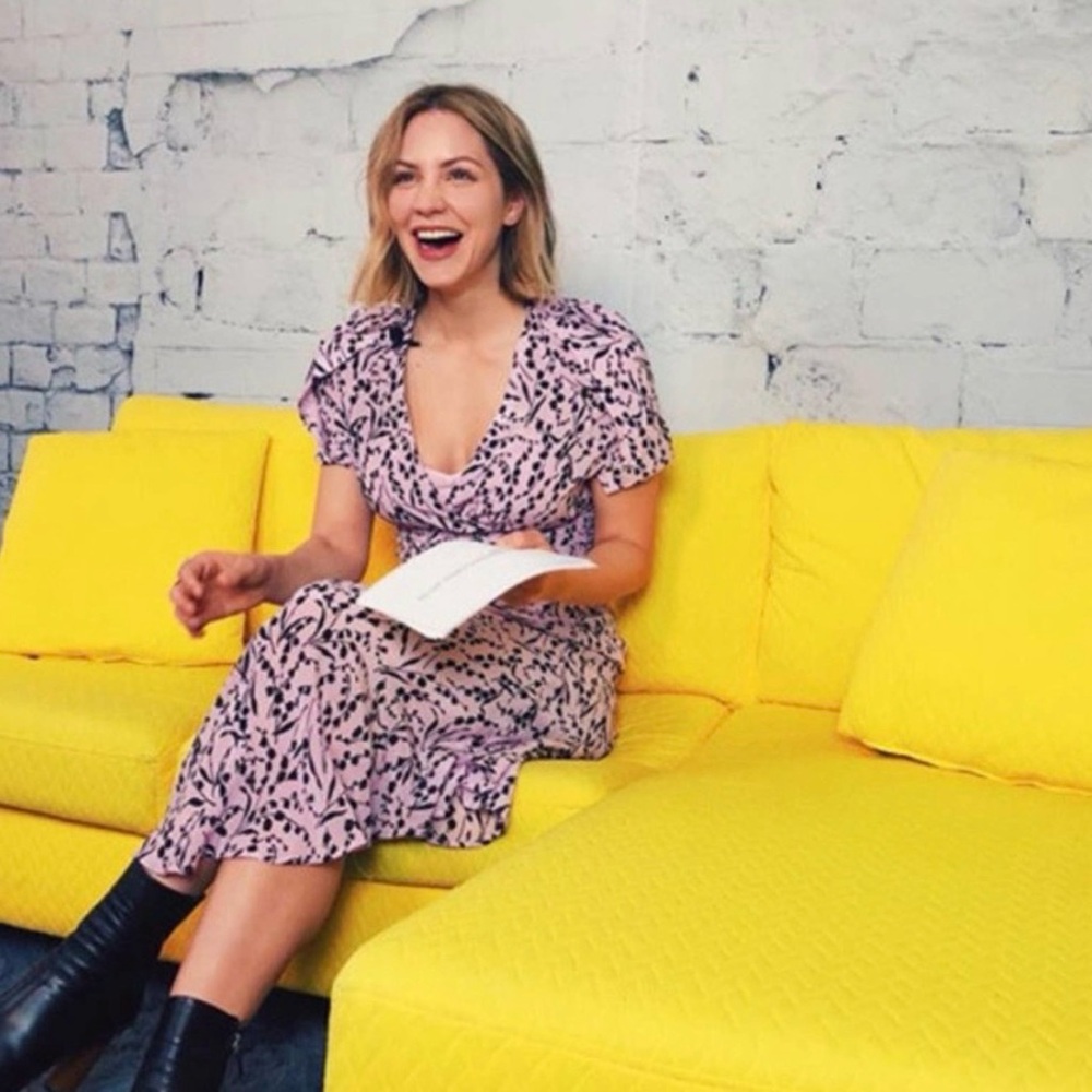 ✨Maje‎✨Rivara 100% Silk Floral Midi Dress sz Large Surplice Ruffle